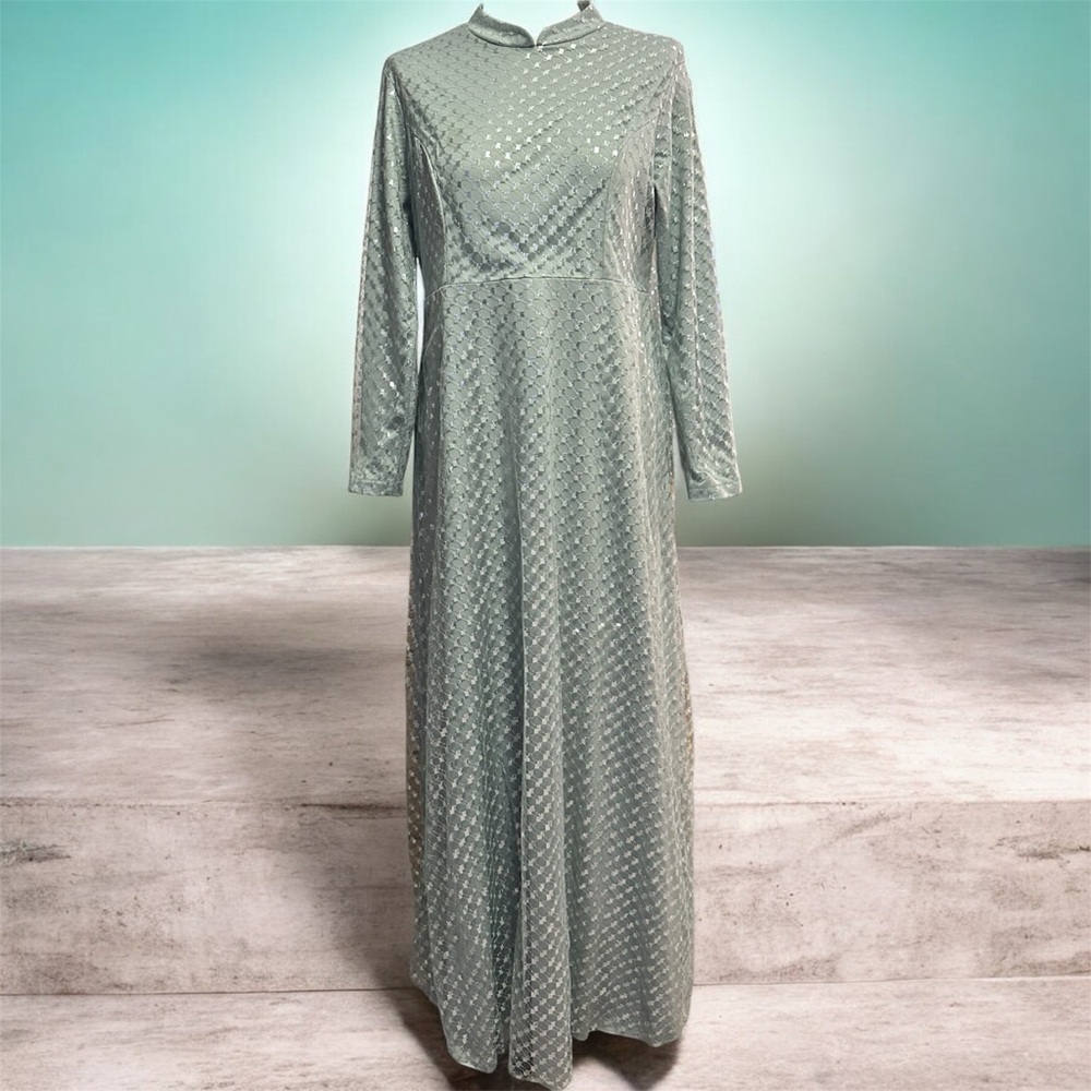 Islamic Clothing Long sleeve maxi dress Elegant Green Long Sleeve Dress
